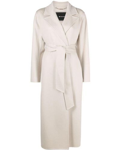 Kiton Belted Cashmere Maxi Coat - White