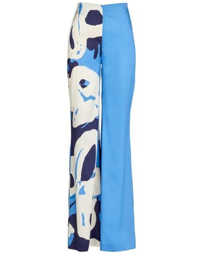 Silvia Tcherassi Andie Panelled Silk Palazzo Trousers - Blue