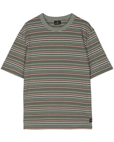 PS by Paul Smith Striped Cotton T-shirt - Grey