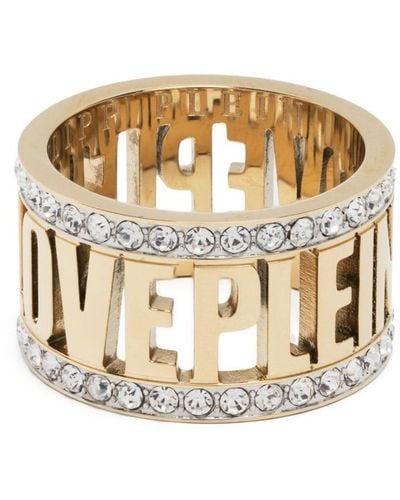 Philipp Plein Bague Lettering à fini poli - Métallisé