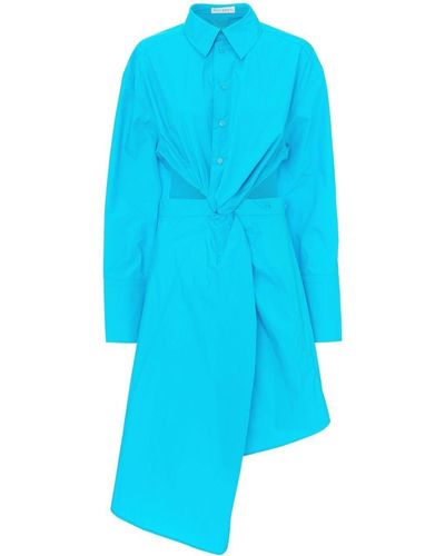 JW Anderson Twisted Cut-out Shirt Dress - Blue