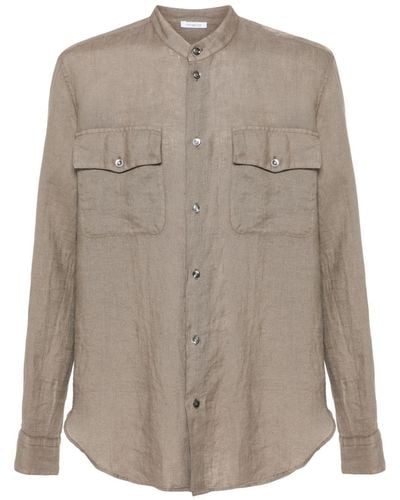 Malo Slub-texture Linen Shirt - Brown