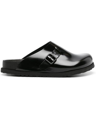 Birkenstock Boston Leather Slippers - Black