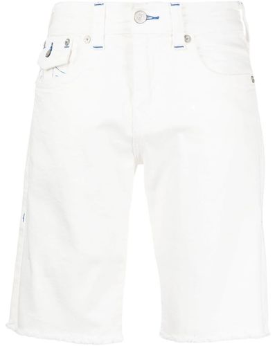 True Religion Ricky Frayed-hem Denim Shorts - White