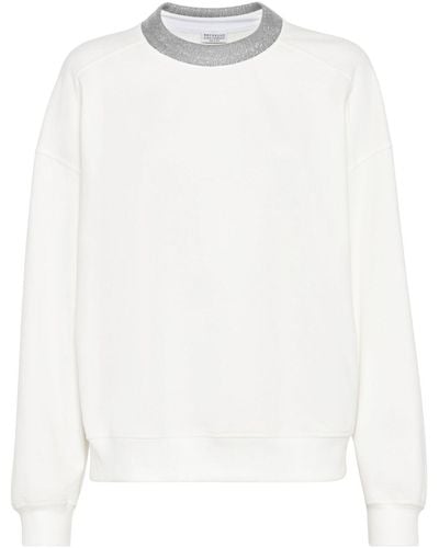 Brunello Cucinelli Monili-chain Cotton Sweatshirt - White