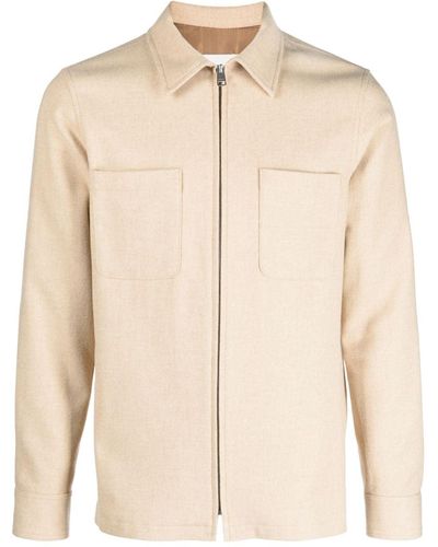 Sandro Zip-up Cotton Shirt Jacket - Natural