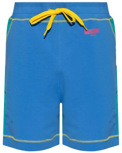 Moschino Colour-blocked Cotton Beach Shorts - Blue