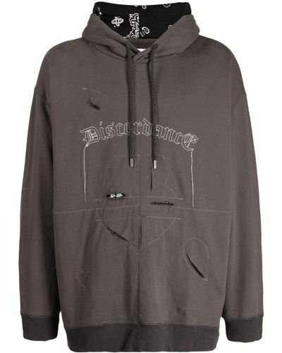 Children of the discordance Logo-embroidered Cotton Hoodie - Gray