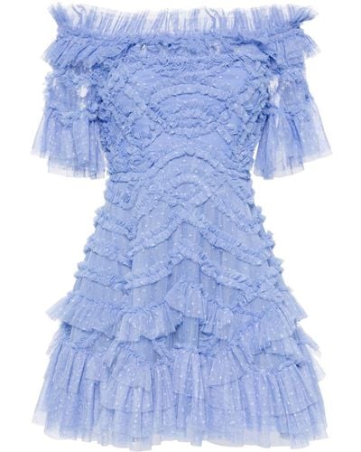 Needle & Thread Lana Off-shoulder Mini Dress - Blue