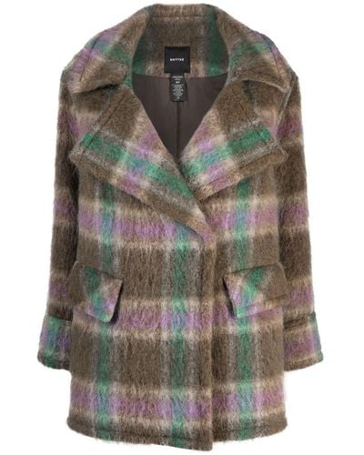 Smythe Blanket Car Plaid-check Double-breasted Coat - Gray