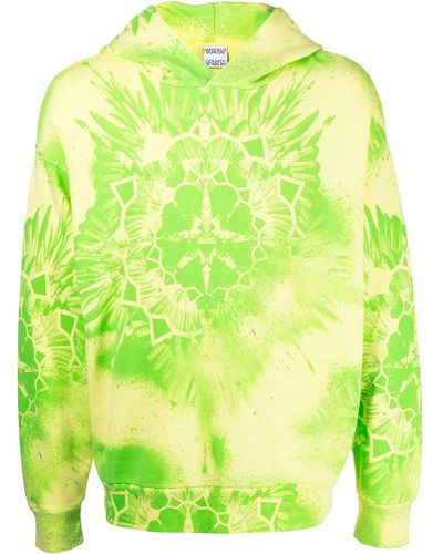 Marcelo Burlon Tie-dye Cotton Hoodie - Yellow