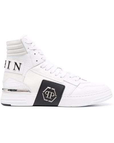 Philipp Plein High-Top-Sneakers mit Logo - Weiß