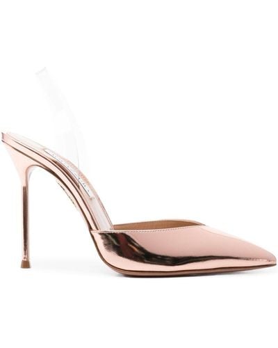 Aquazzura V Plexi 110mm Leather Court Shoes - Pink