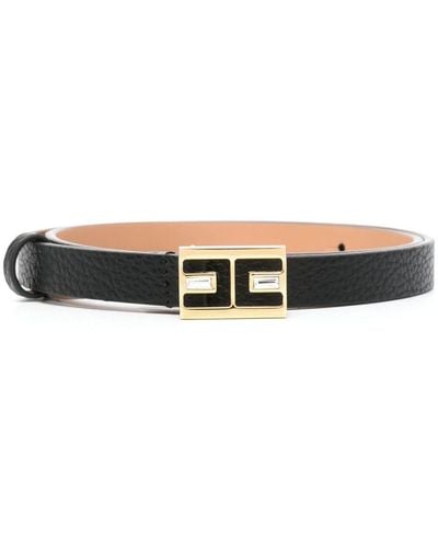 Elisabetta Franchi Logo-buckle Leather Belt - Black