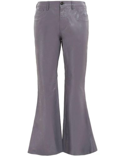 Marni Flared Leather Trousers - Grey
