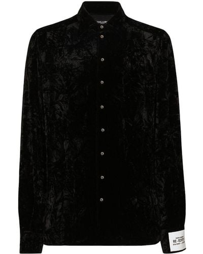 Dolce & Gabbana ベルベット シャツ - ブラック
