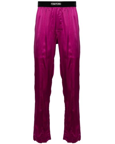 Tom Ford Pantalones de pijama con logo - Rojo