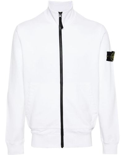 Stone Island Compass-patch Zip-up Sweatshirt - White