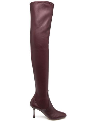 Francesco Russo Thigh-high Leather Boots - Red