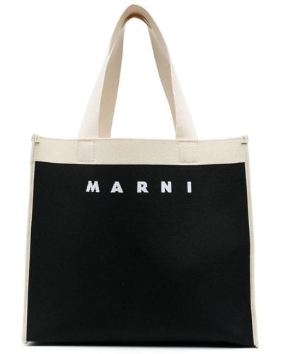 Marni Handtasche mit Logo-Print - Schwarz