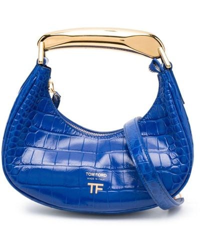 Tom Ford Crocodile-embossed Shoulder Bag - Blue