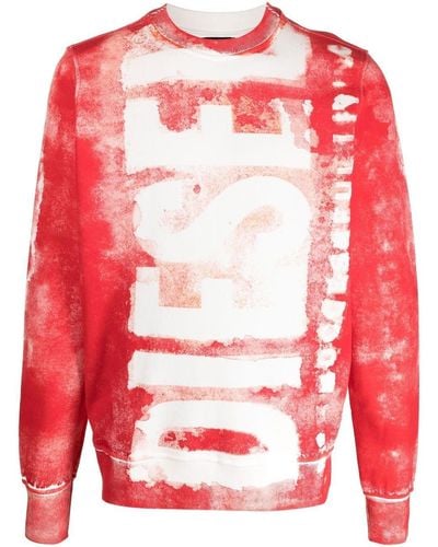DIESEL S-giny Logo-print Cotton Sweatshirt - Red