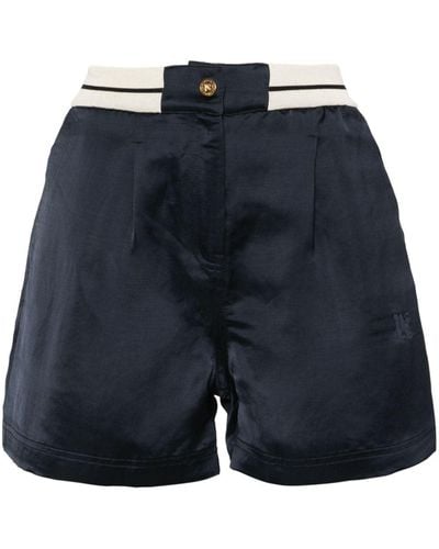 Palm Angels Monogram-embroidered Satin-weave Shorts - Blue