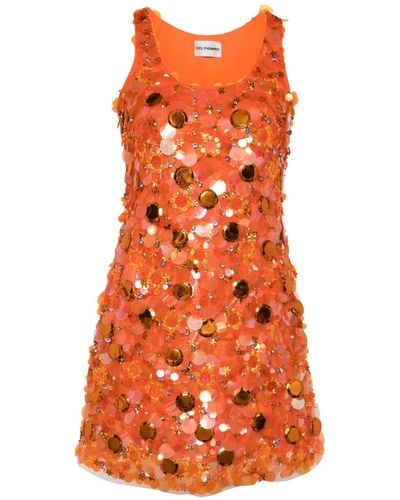 Des Phemmes Sequin-design Sleeveless Minidress - Orange