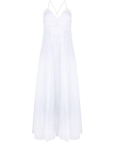 Charo Ruiz Embroidered V-neck Maxi Dress - White