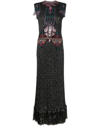 Etro Multicolor Virgin Wool Dress - Black