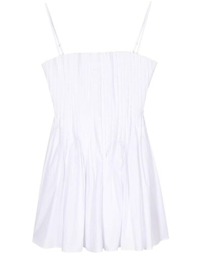 STAUD Bella Pintucked Minidress - White