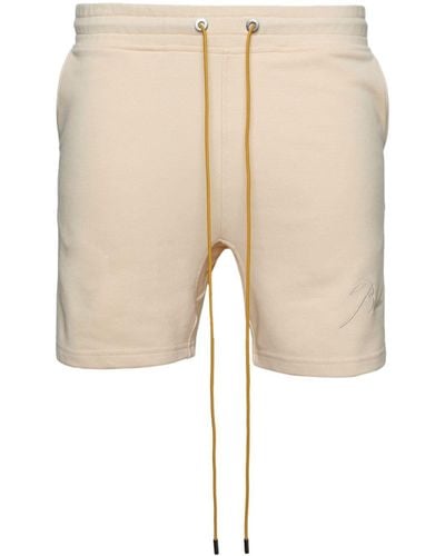 Rhude Logo-embroidered Cotton Track Shorts - Natural