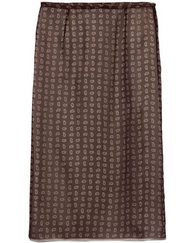 Prada Paisley-print Silk Midi Skirt - Bruin