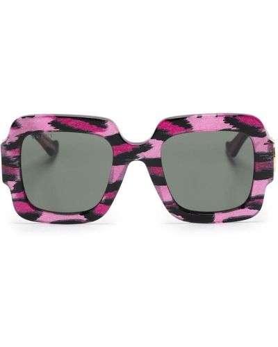 Gucci Double-g Oversize-frame Sunglasses - Multicolour