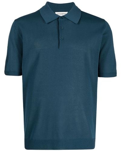MAN ON THE BOON. Short-sleeve Knitted Polo Shirt - Blue