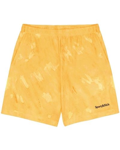 Sporty & Rich Logo-embroidered Cotton Track Shorts - Yellow