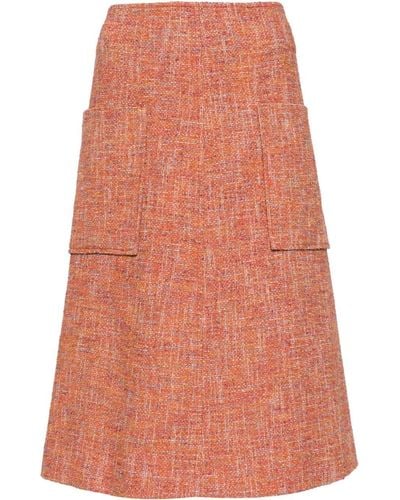 Paul Smith A-line Tweed Midi Skirt - Orange