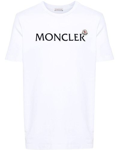 Moncler T-Shirt mit beflocktem Logo - Weiß