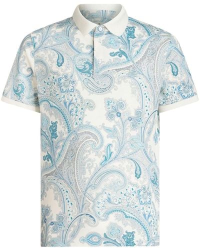 Etro Paisley-print Cotton Polo Shirt - Blue