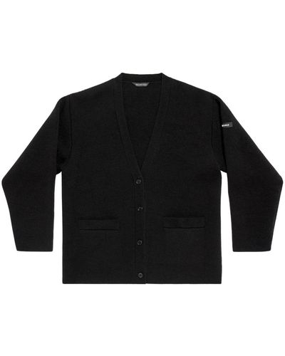 Balenciaga V-neck Wool Cardigan - Black
