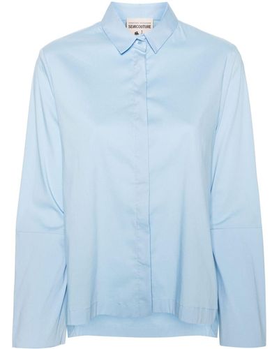 Semicouture Popeline-Hemd mit klassischem Kragen - Blau