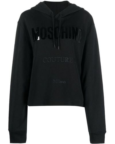 Moschino Cropped-Hoodie mit Logo - Schwarz