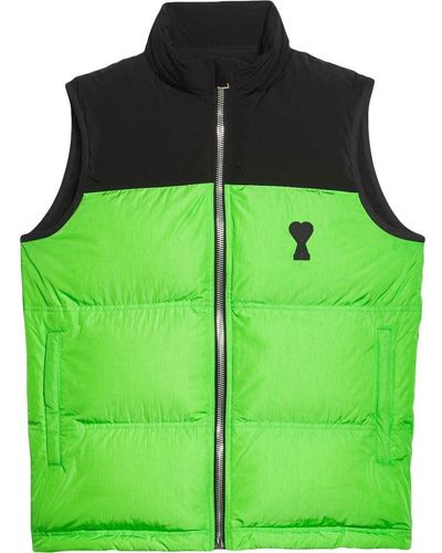 Ami Paris Logo-appliqué Padded Gilet - Green