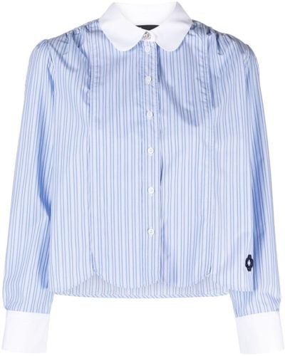Maje Embroidered-logo cotton shirt - Blu