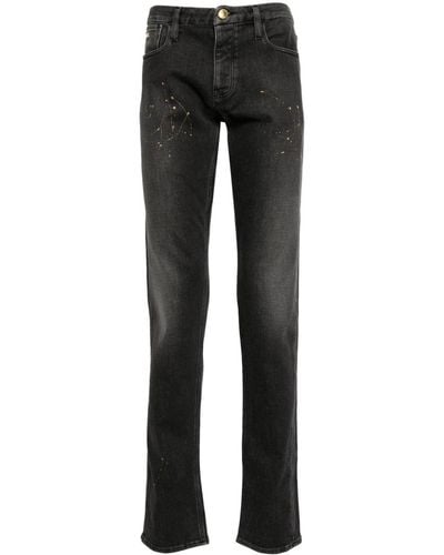 Emporio Armani Mid-rise Straight-leg Jeans - Black