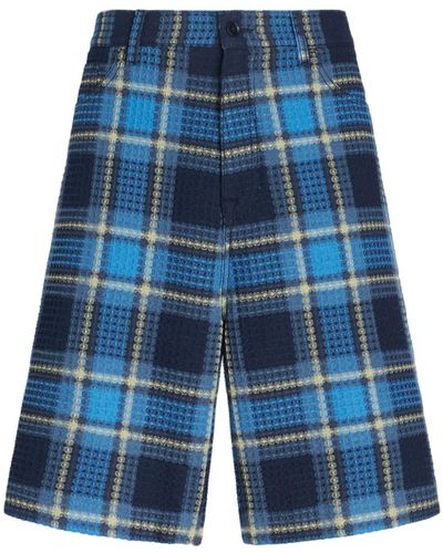 Etro Checked Jacquard Bermuda Shorts - Blue