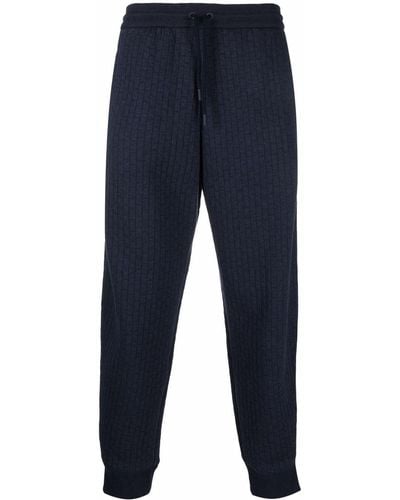 Giorgio Armani Ribbed Side-stripe Pants - Blue