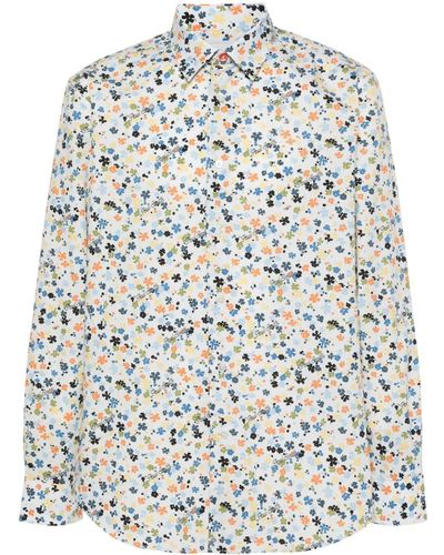 Paul Smith Overhemd Met Bloemenprint - Grijs