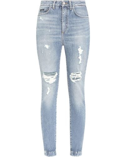 Dolce & Gabbana Audrey Skinny-Jeans im Distressed-Look - Blau