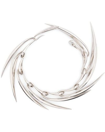 Mugler Spike Metal Choker Necklace - White